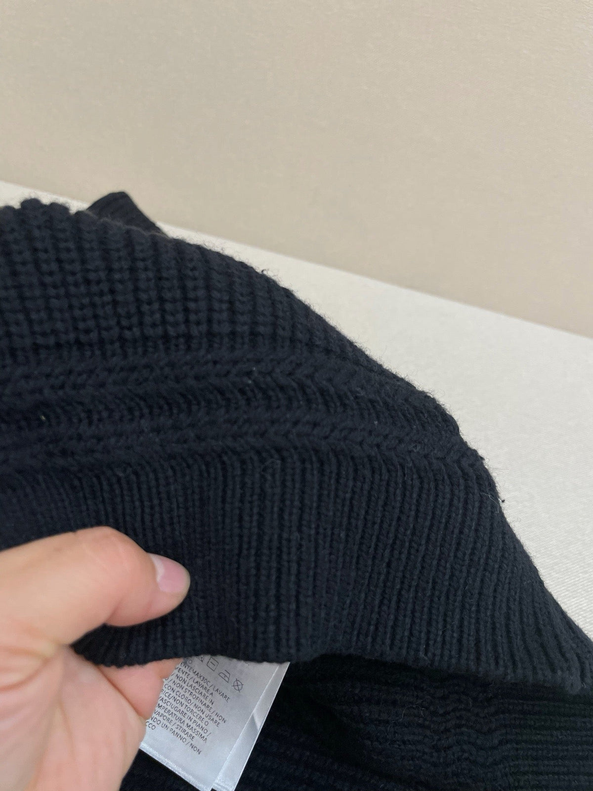 Navy Wool Chest Stripe Crewneck - Men's