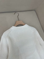 Navy Wool Chest Stripe Crewneck - Men's