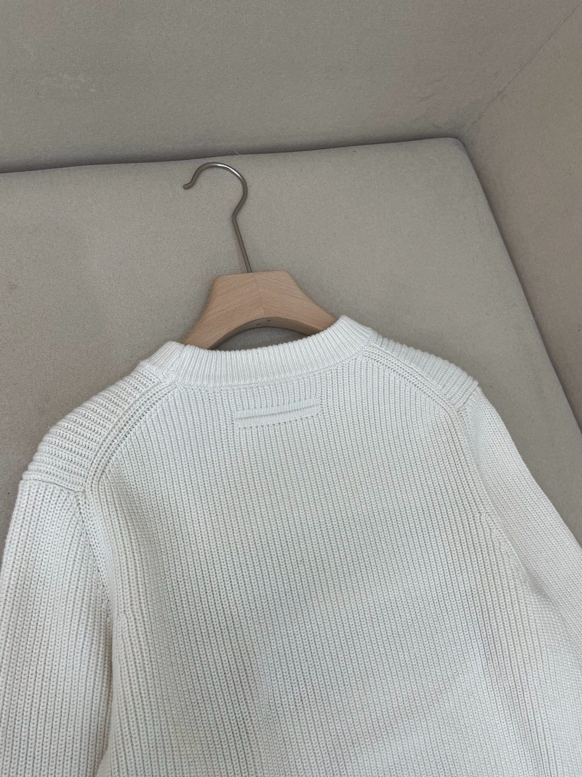 Navy Wool Chest Stripe Crewneck - Men's