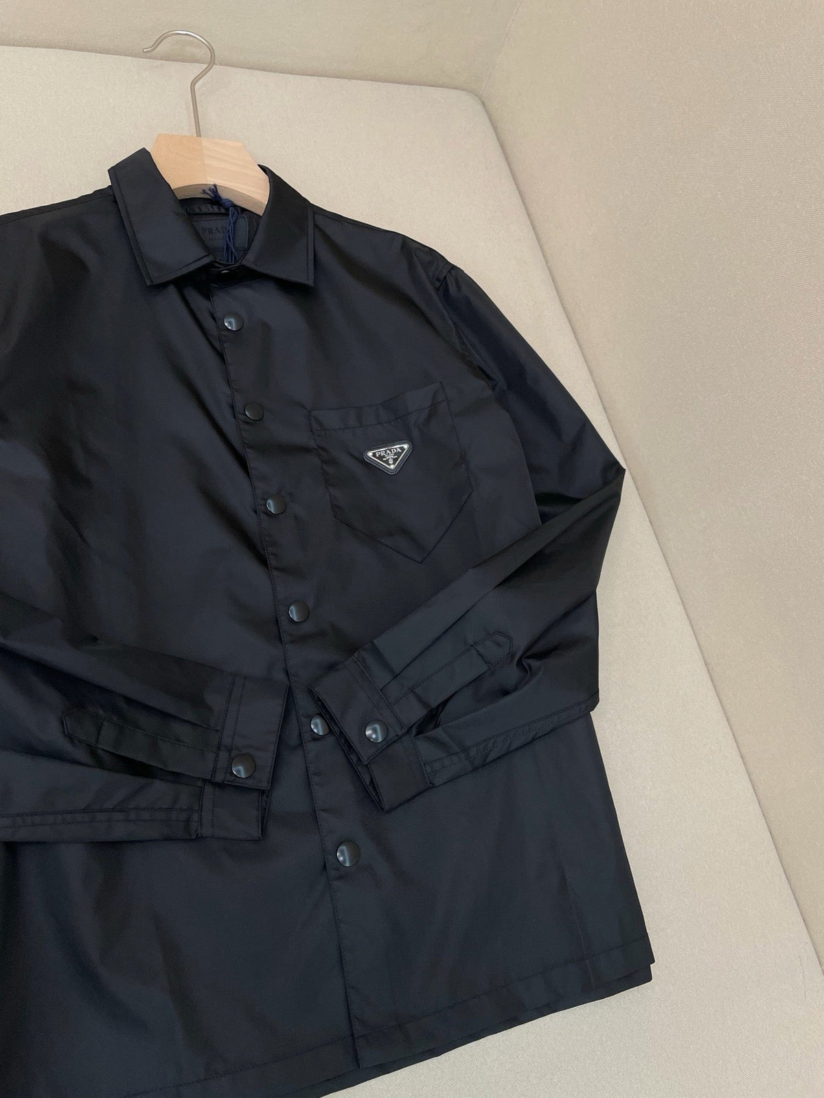 Navy Nylon Logo Long-Sleeve - Men's