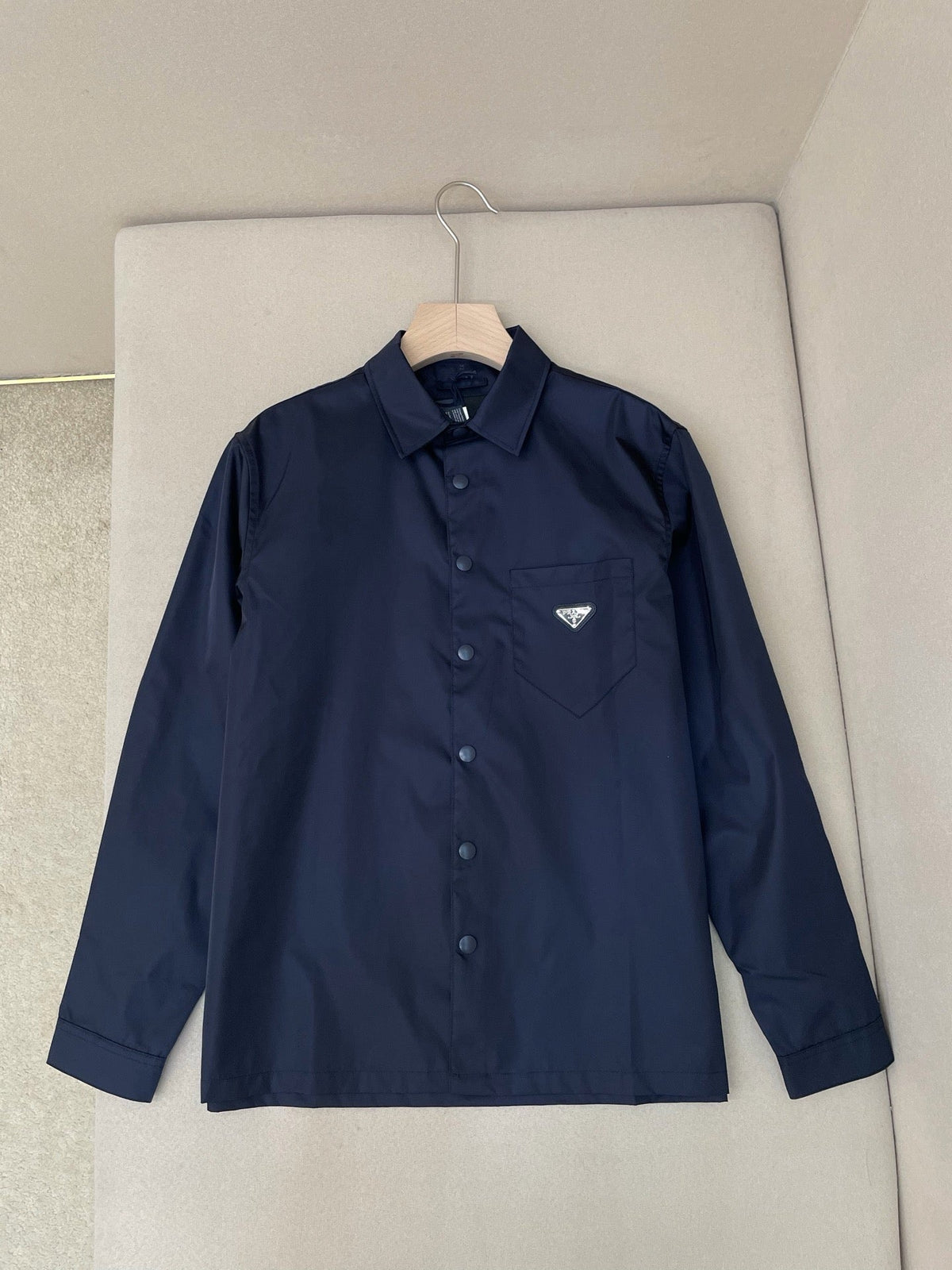 Navy Nylon Logo Long-Sleeve - Men's