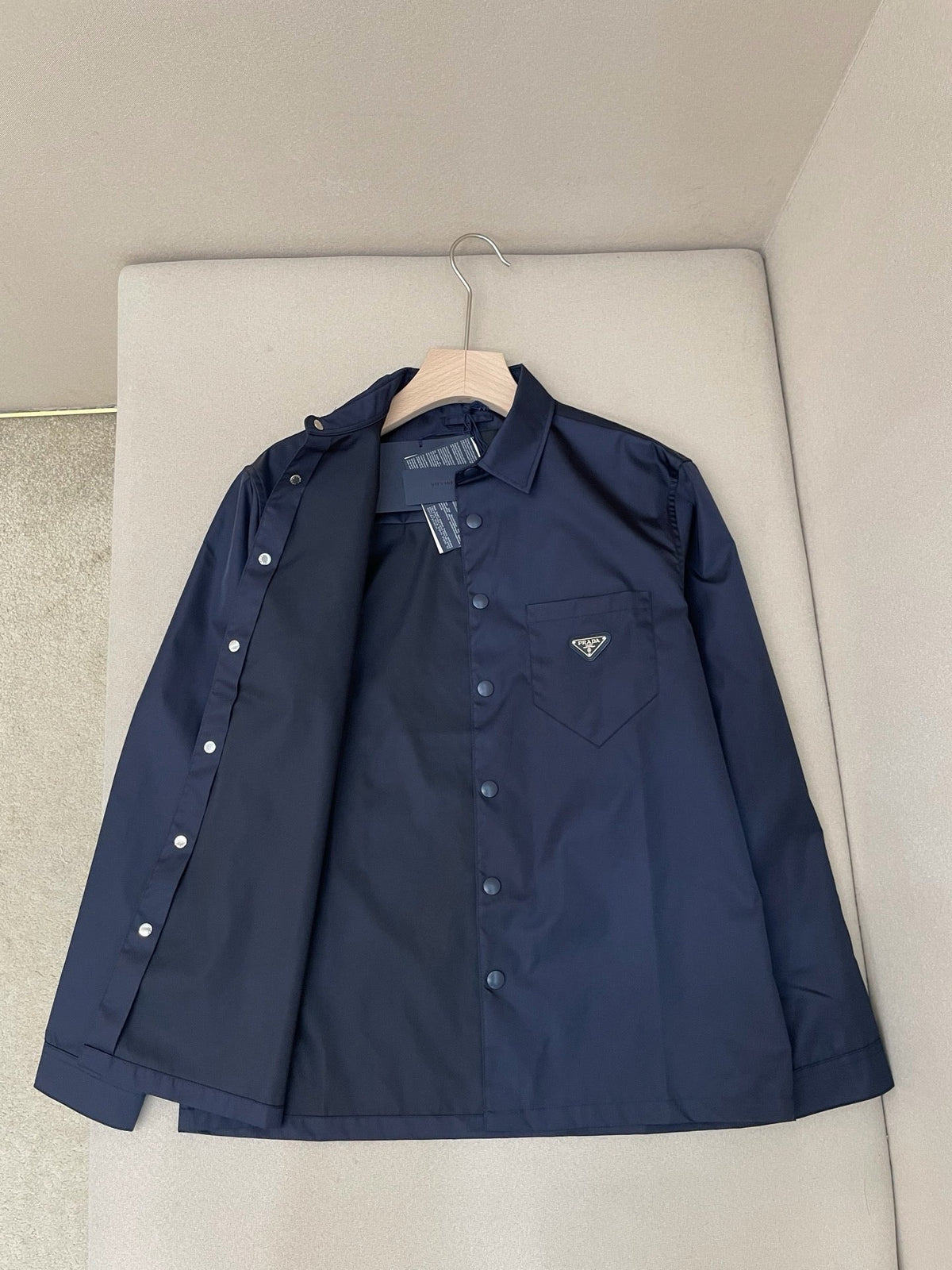 Navy Nylon Logo Long-Sleeve - Men's