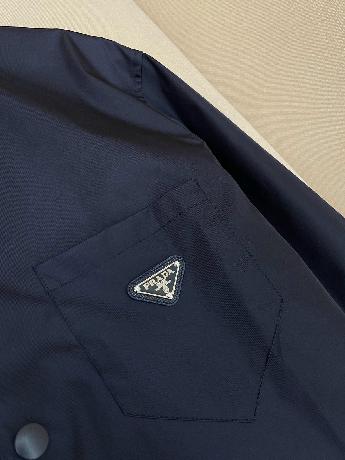 Navy Nylon Logo Long-Sleeve - Men's