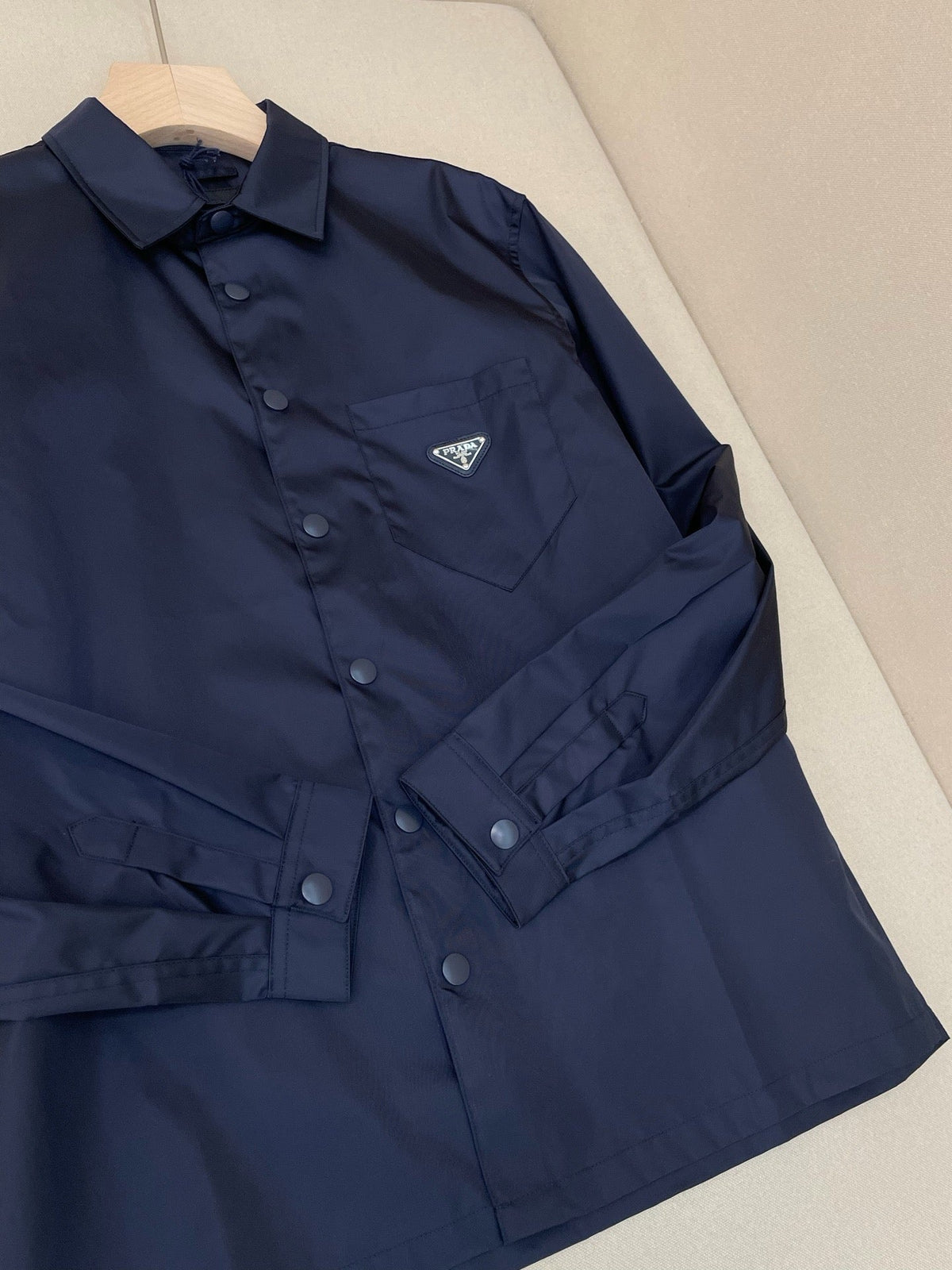 Navy Nylon Logo Long-Sleeve - Men's