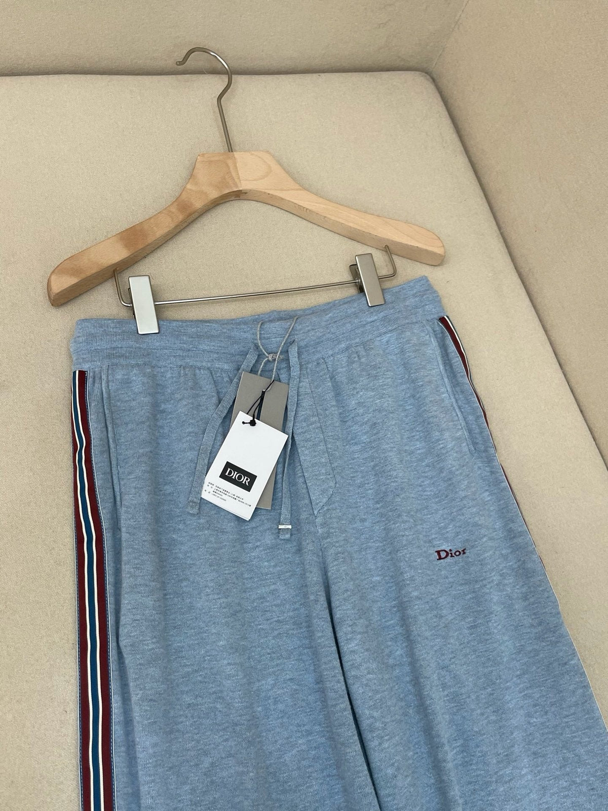 Blue Cotton Side Stripe Wide-Leg - Men's