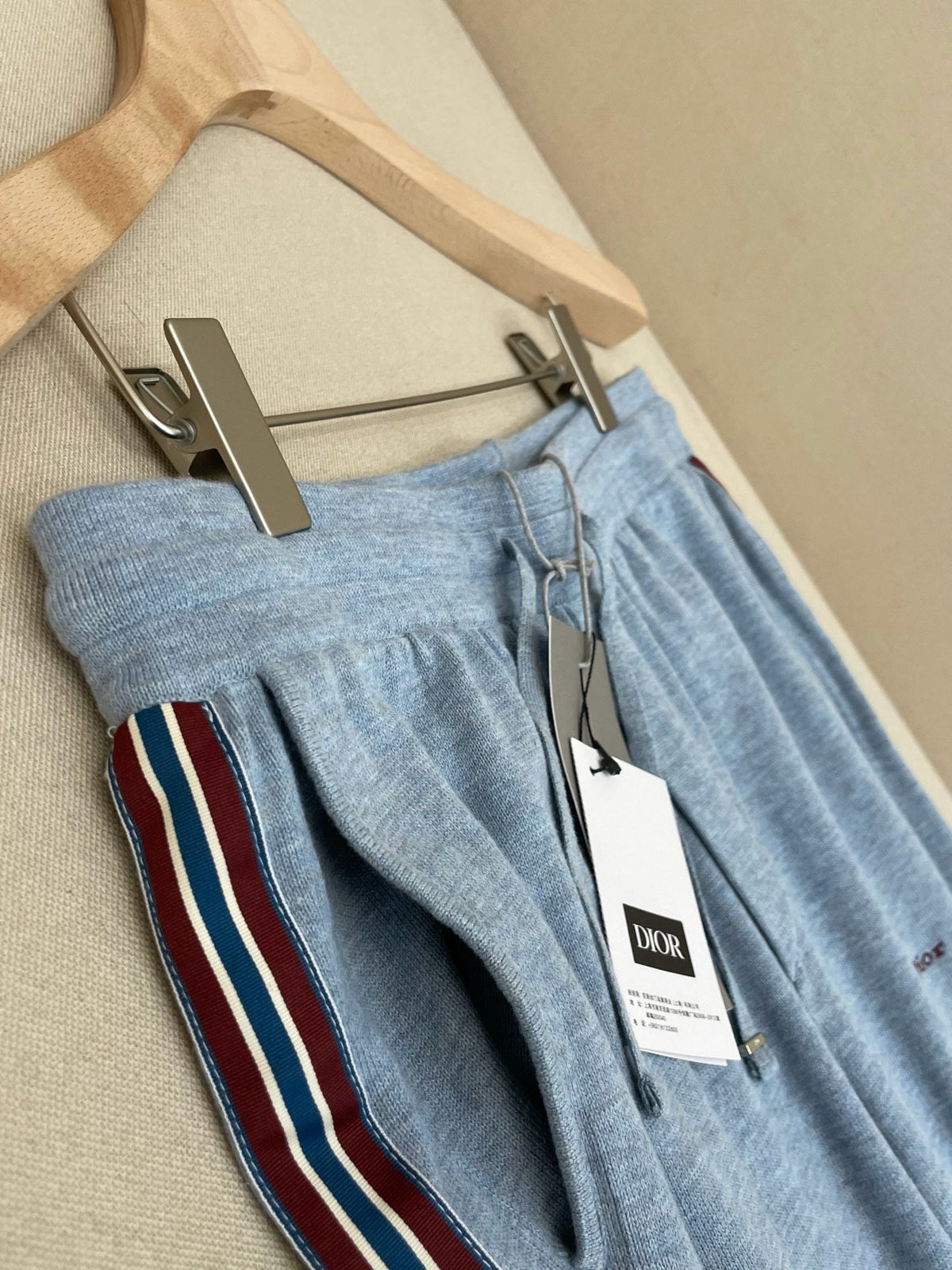 Blue Cotton Side Stripe Wide-Leg - Men's
