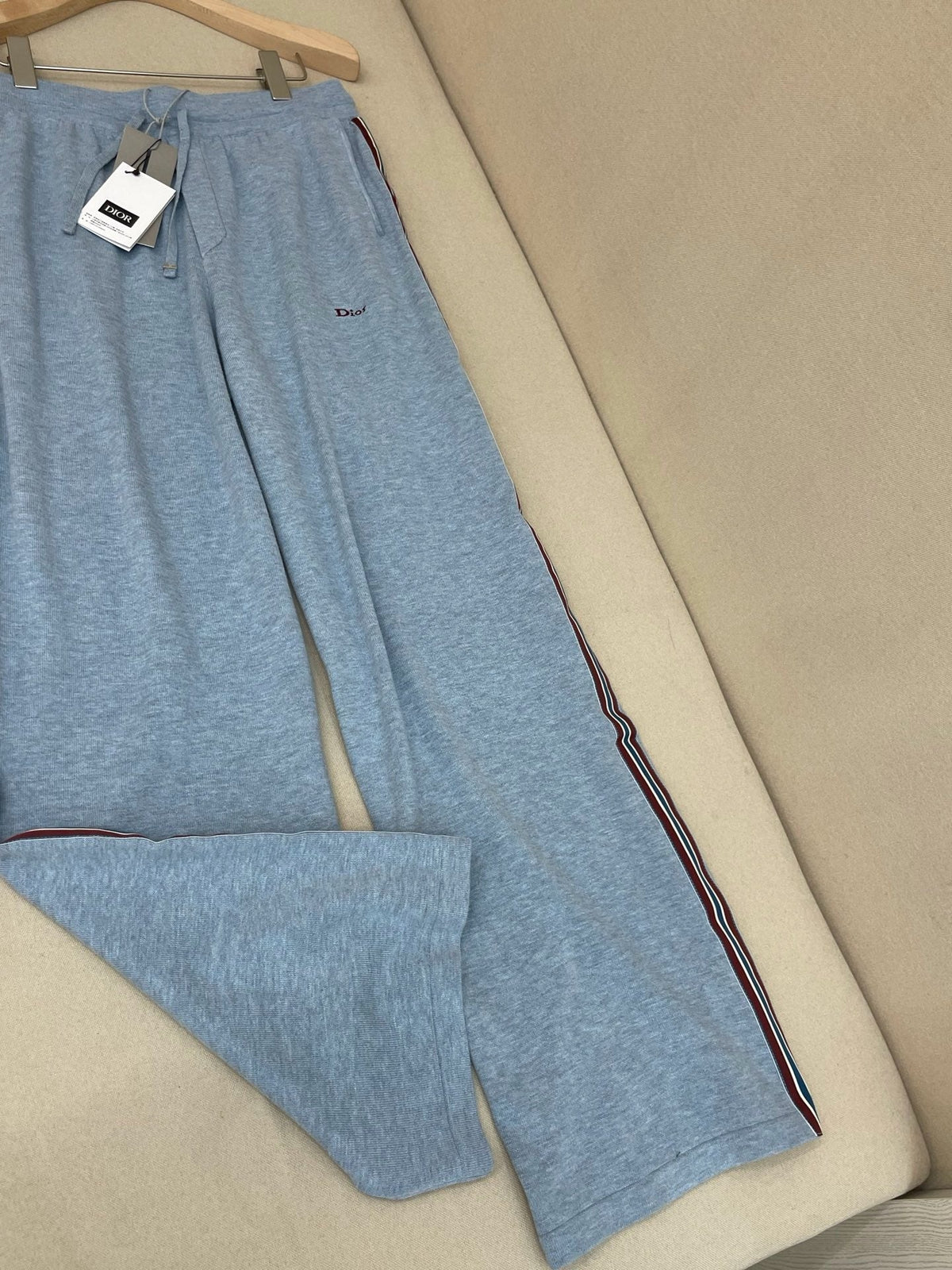 Blue Cotton Side Stripe Wide-Leg - Men's