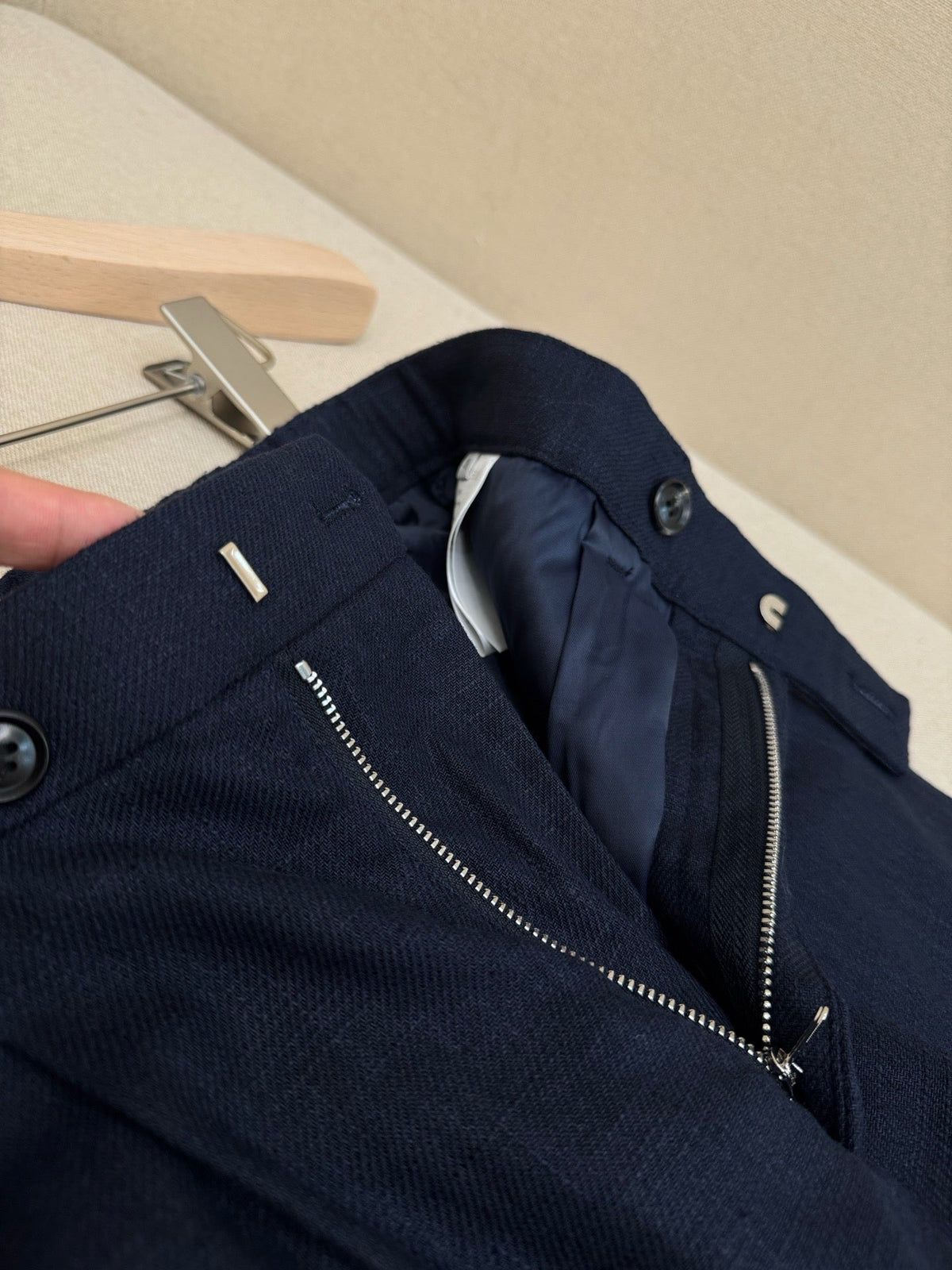Blue Cotton Plain Straight - Men's