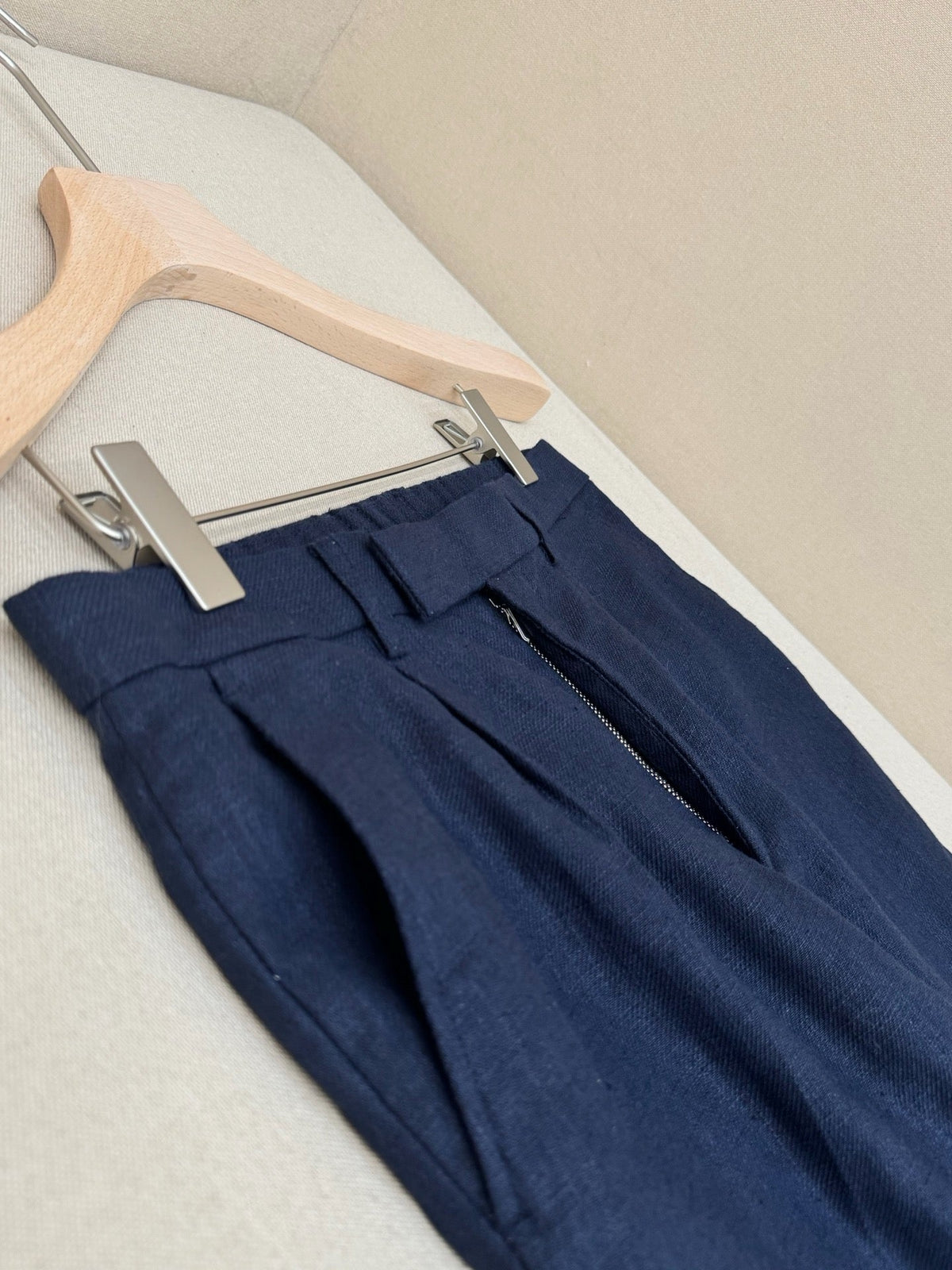 Blue Cotton Plain Straight - Men's