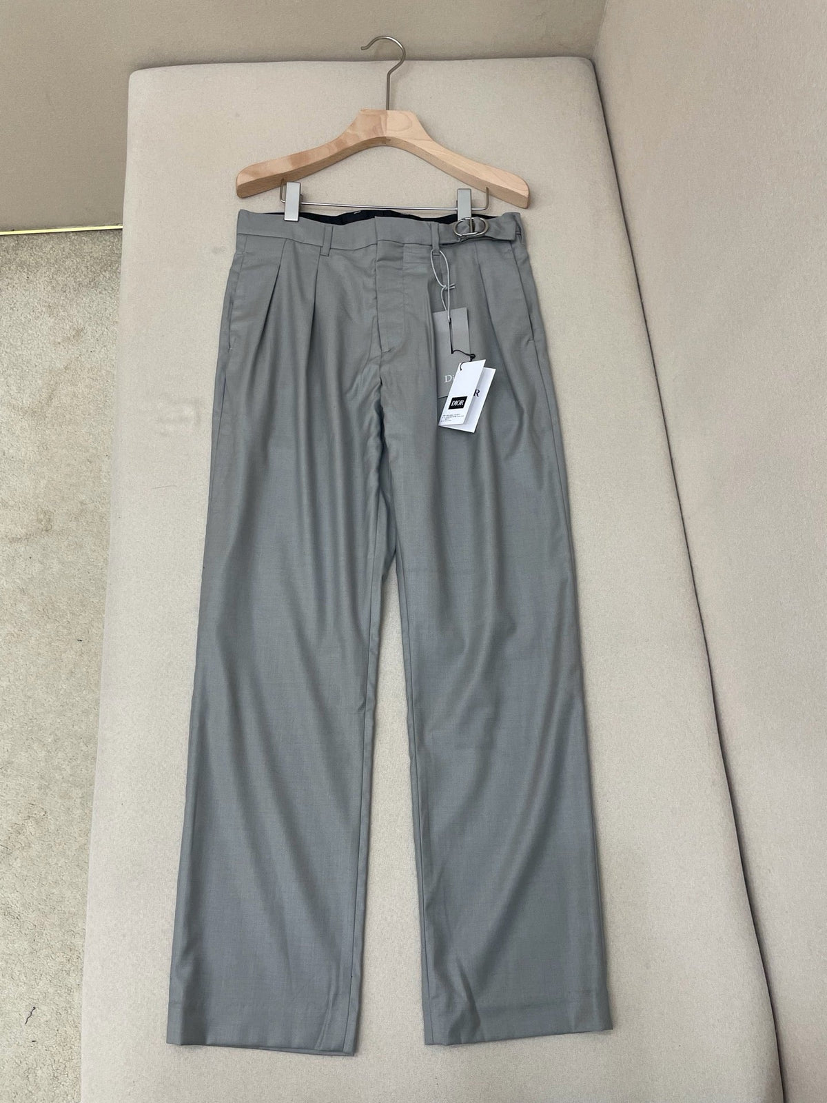 Grey Wool Plain Wide-Leg - Men's