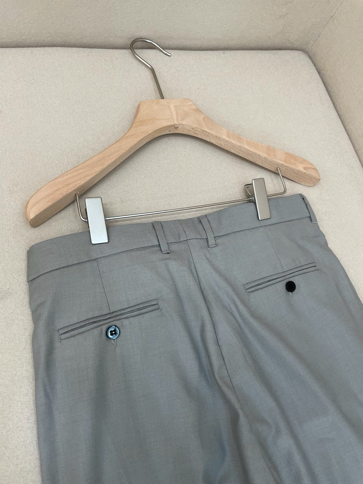 Grey Wool Plain Wide-Leg - Men's
