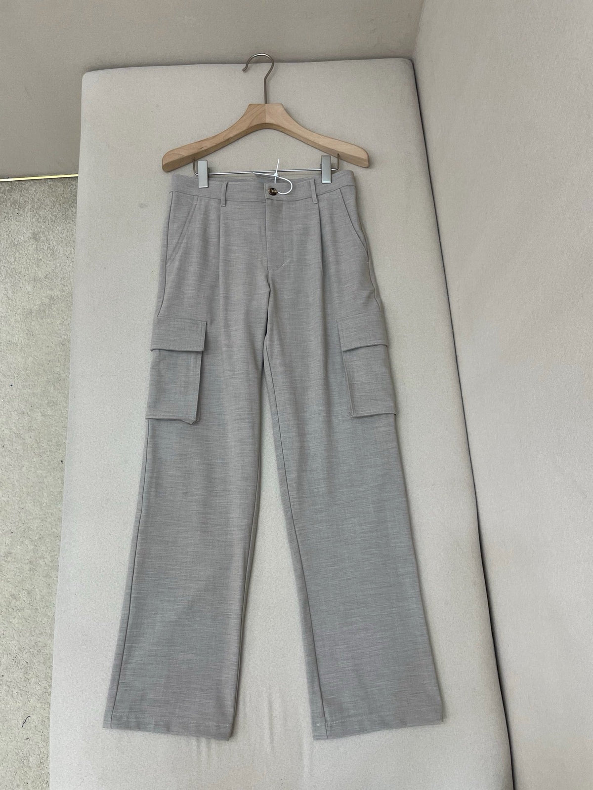 Grey Cotton Wide-Leg Cargo - Men's