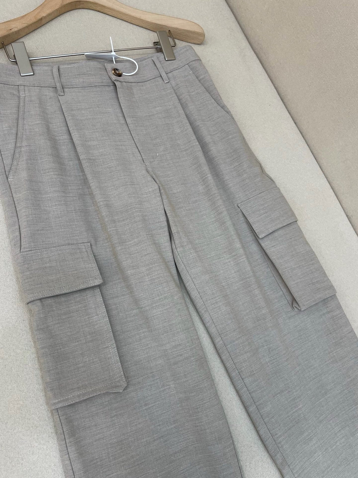 Grey Cotton Wide-Leg Cargo - Men's