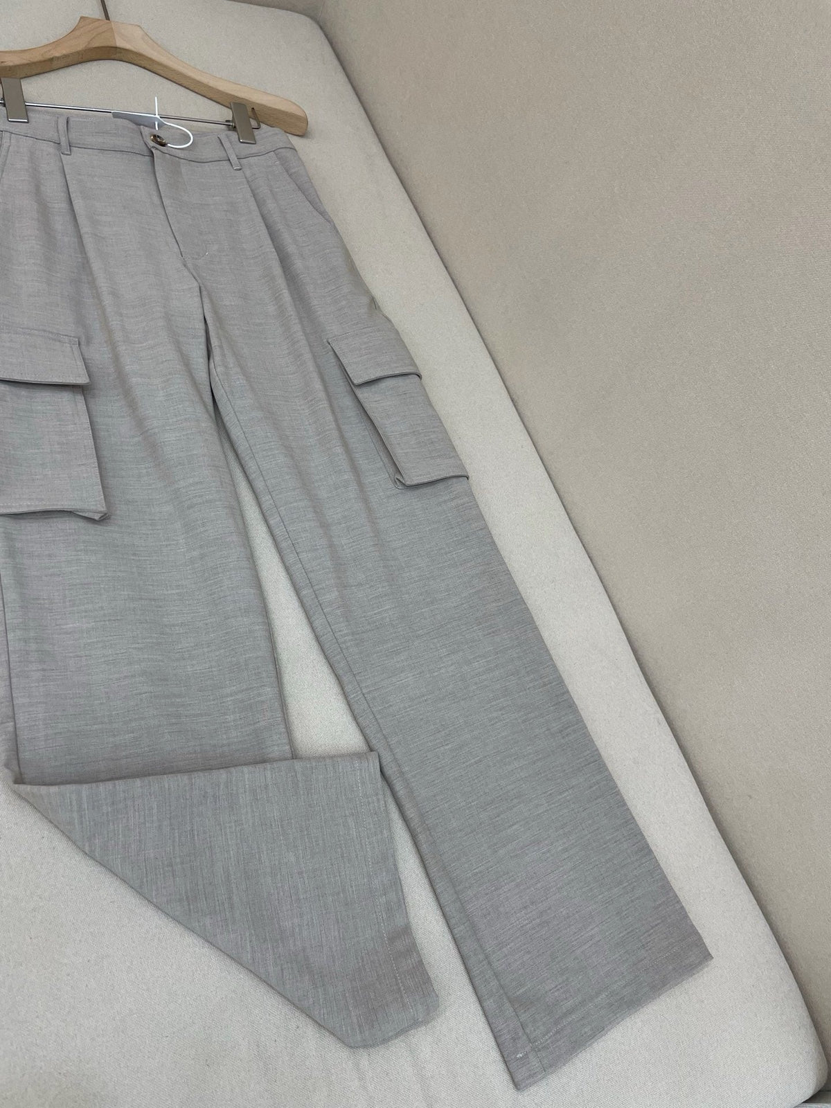 Grey Cotton Wide-Leg Cargo - Men's