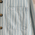 Blue Cotton Striped Long-Sleeve - Men's