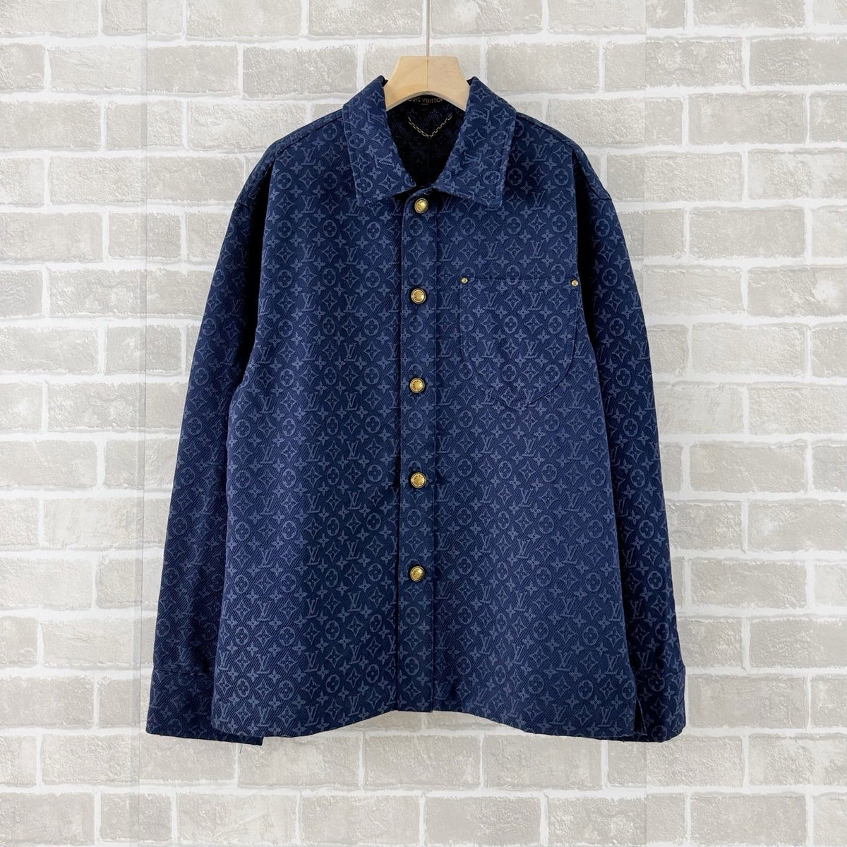 Navy Denim Monogram Overshirt - Men's