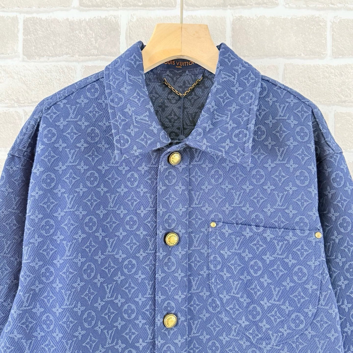 Navy Denim Monogram Overshirt - Men's