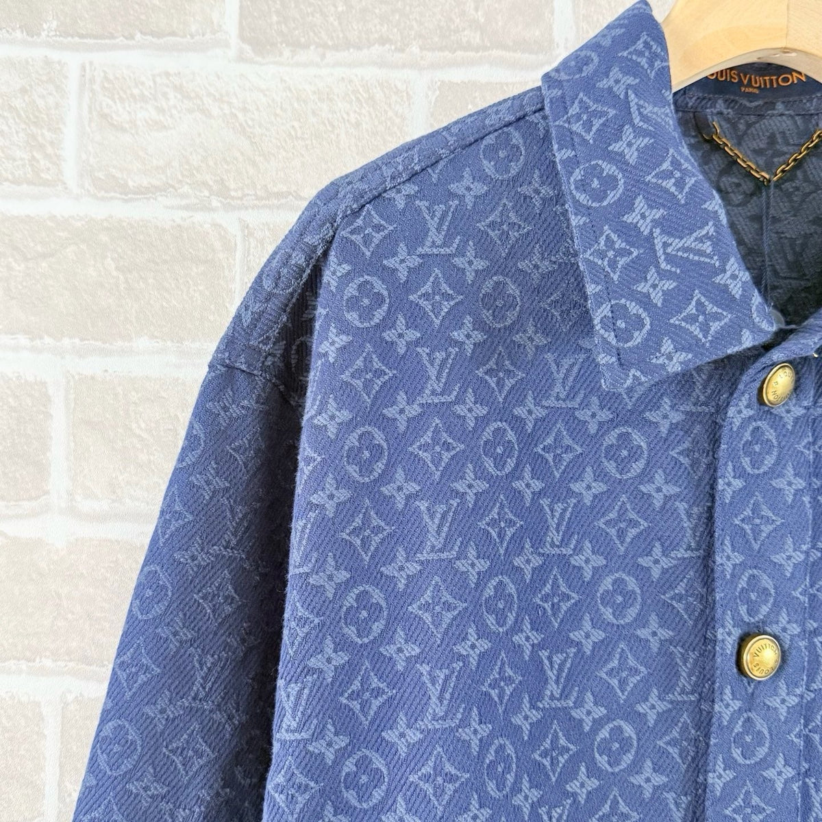 Navy Denim Monogram Overshirt - Men's