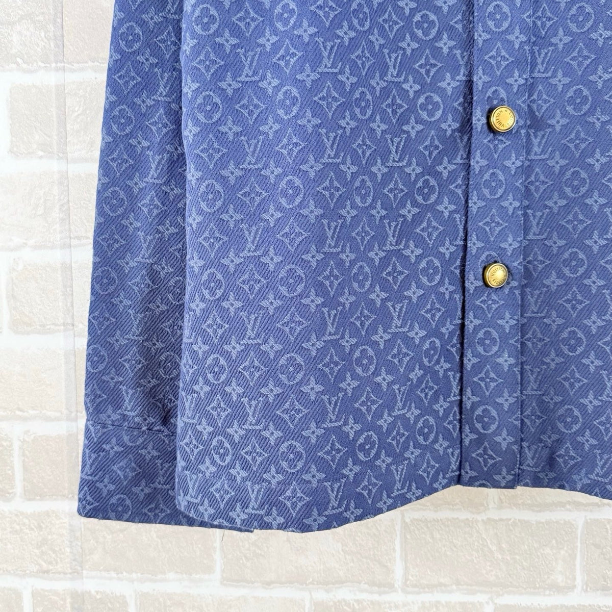 Navy Denim Monogram Overshirt - Men's