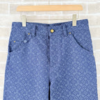 Navy Denim Monogram Straight - Men's