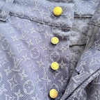 Navy Denim Monogram Straight - Men's
