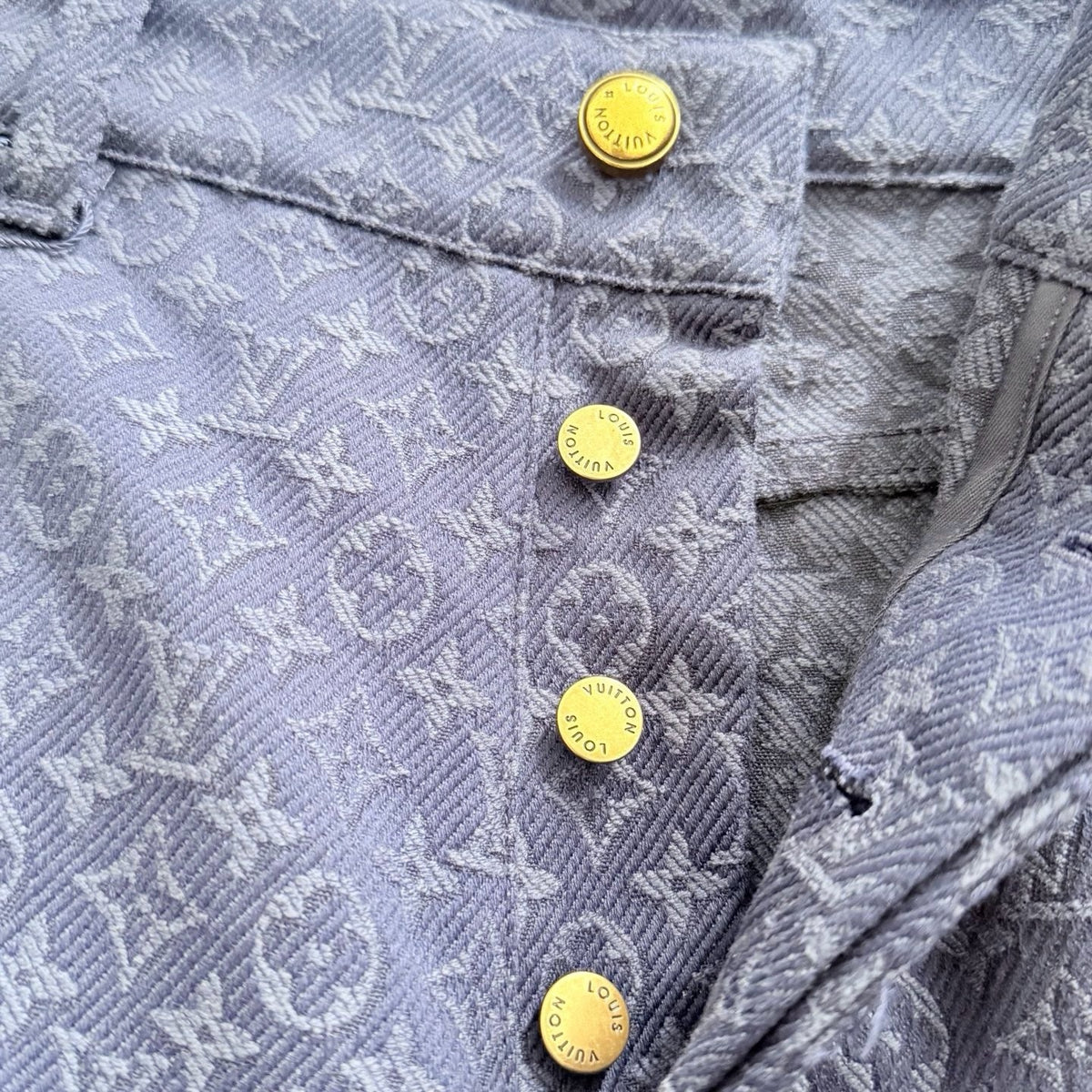 Navy Denim Monogram Straight - Men's