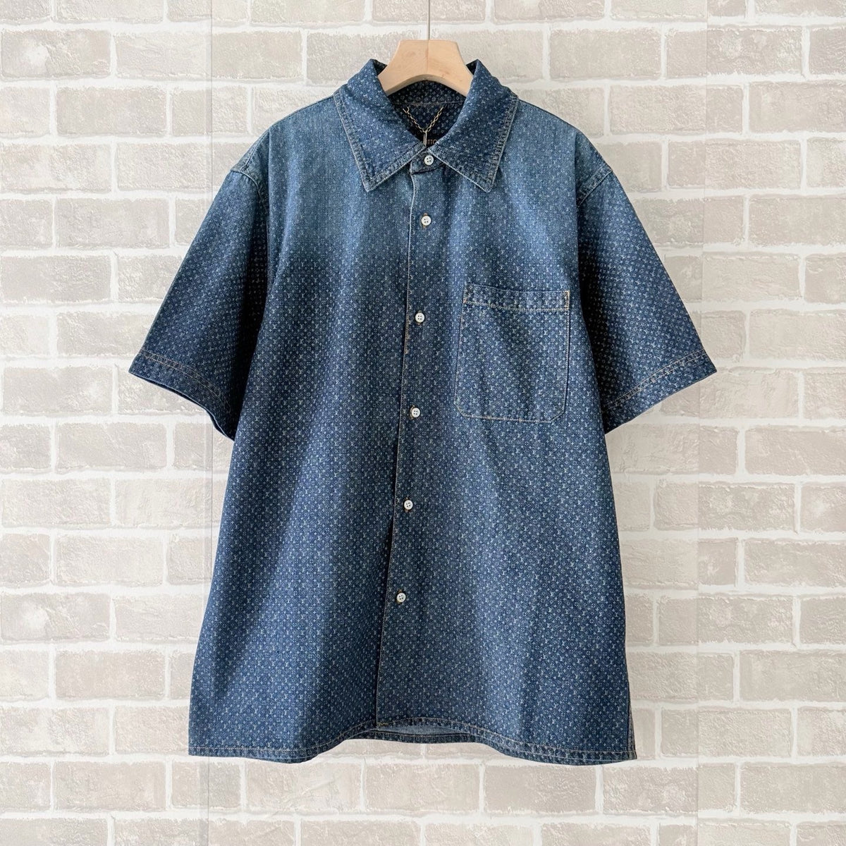 Blue Denim Monogram Short-Sleeve - Men's