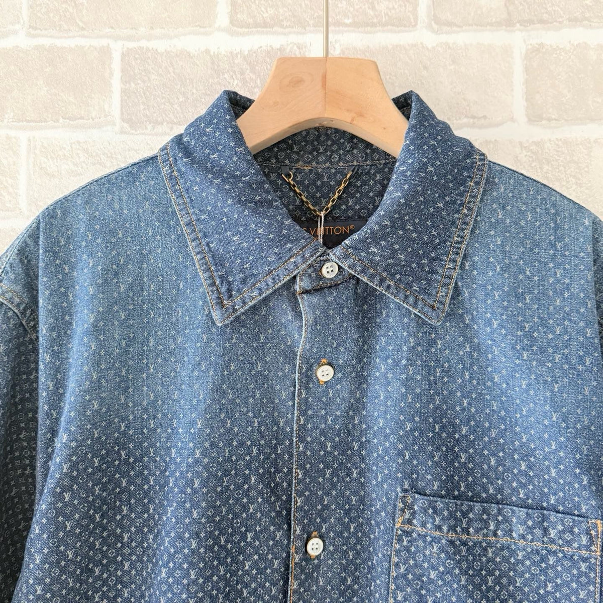 Blue Denim Monogram Short-Sleeve - Men's