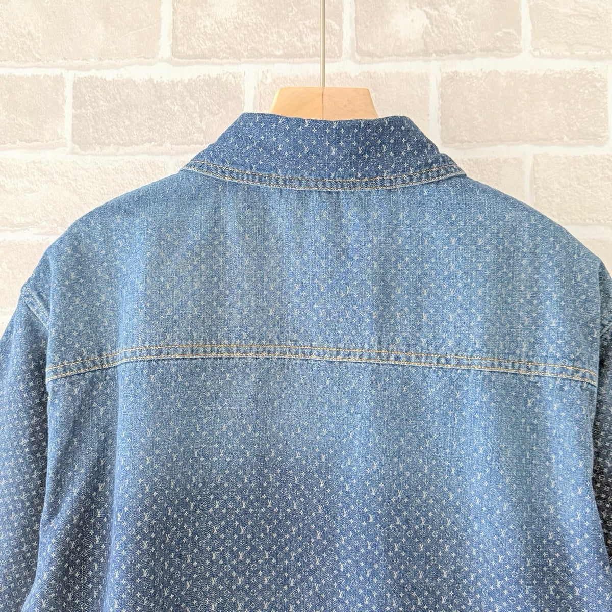 Blue Denim Monogram Short-Sleeve - Men's