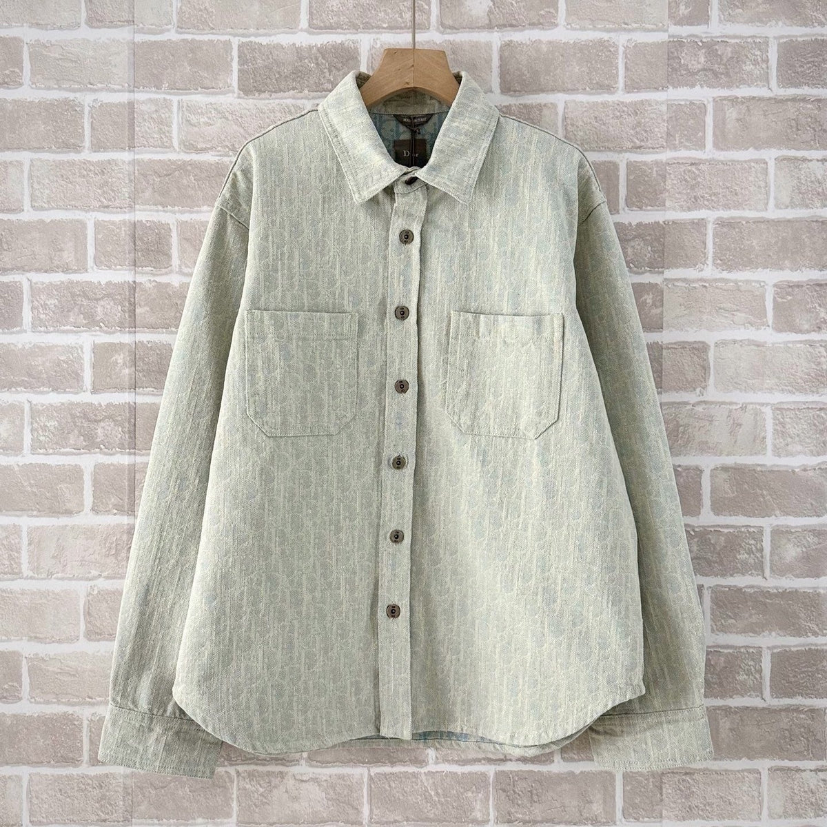 Green Cotton Textured Overshirt - Men's
