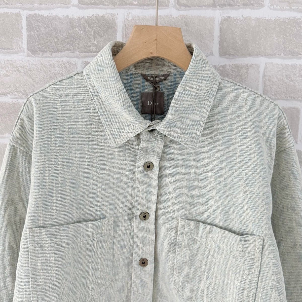 Green Cotton Textured Overshirt - Men's