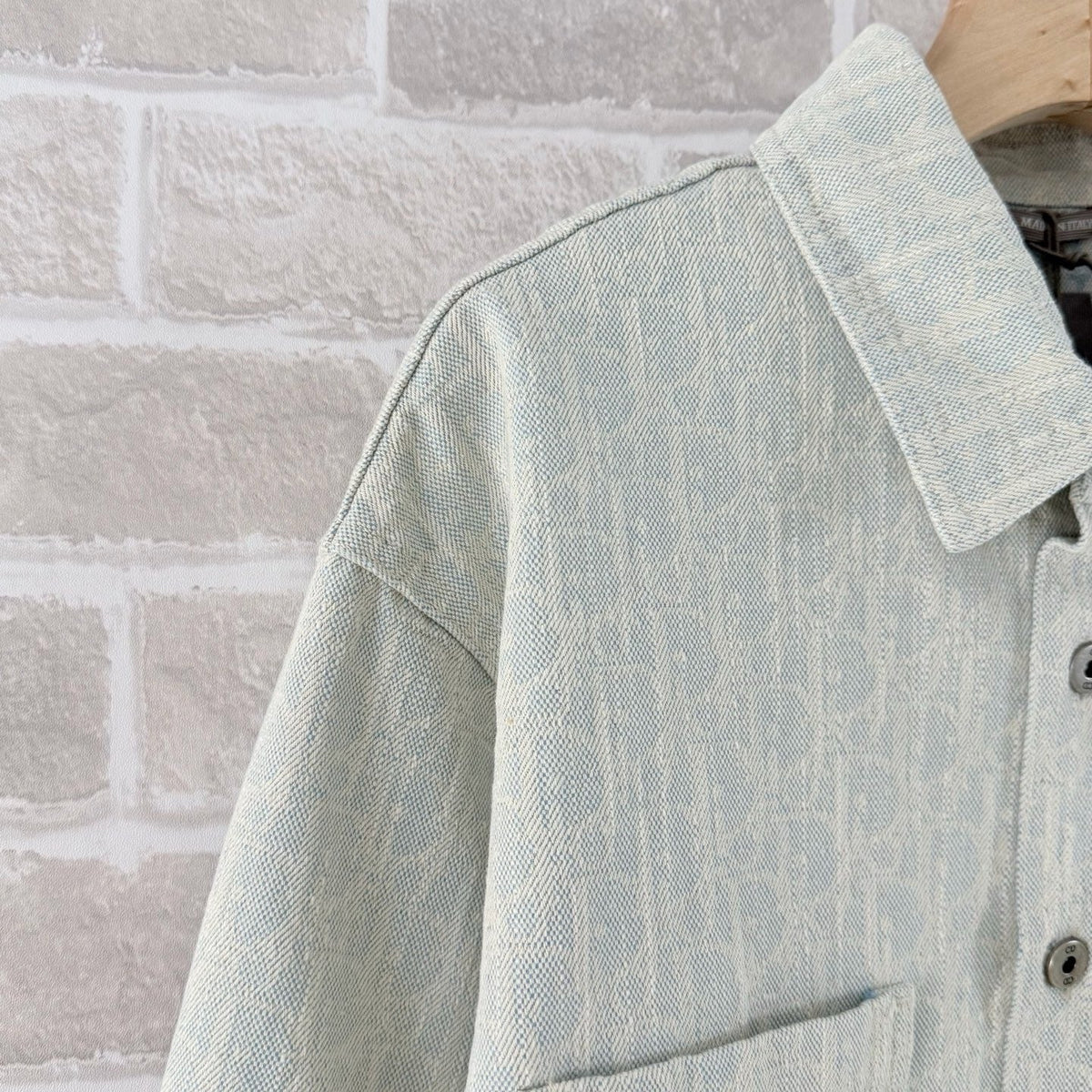 Green Cotton Textured Overshirt - Men's
