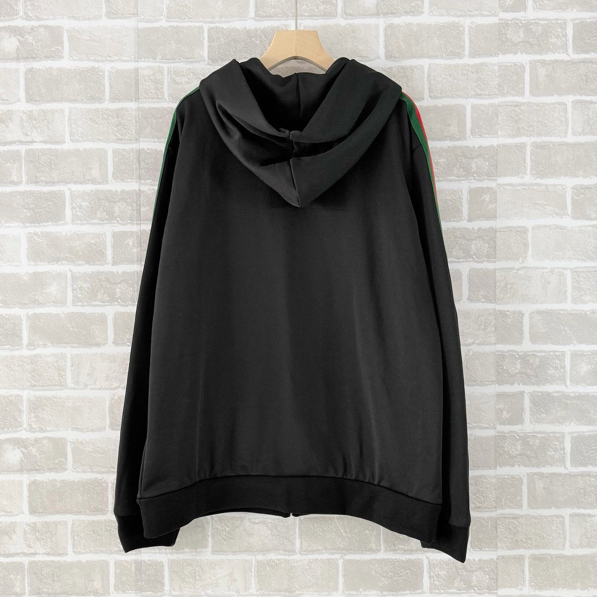 Black Cotton Striped Sleeve Zip-Through - Men's