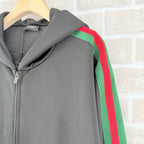 Black Cotton Striped Sleeve Zip-Through - Men's