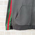 Black Cotton Striped Sleeve Zip-Through - Men's