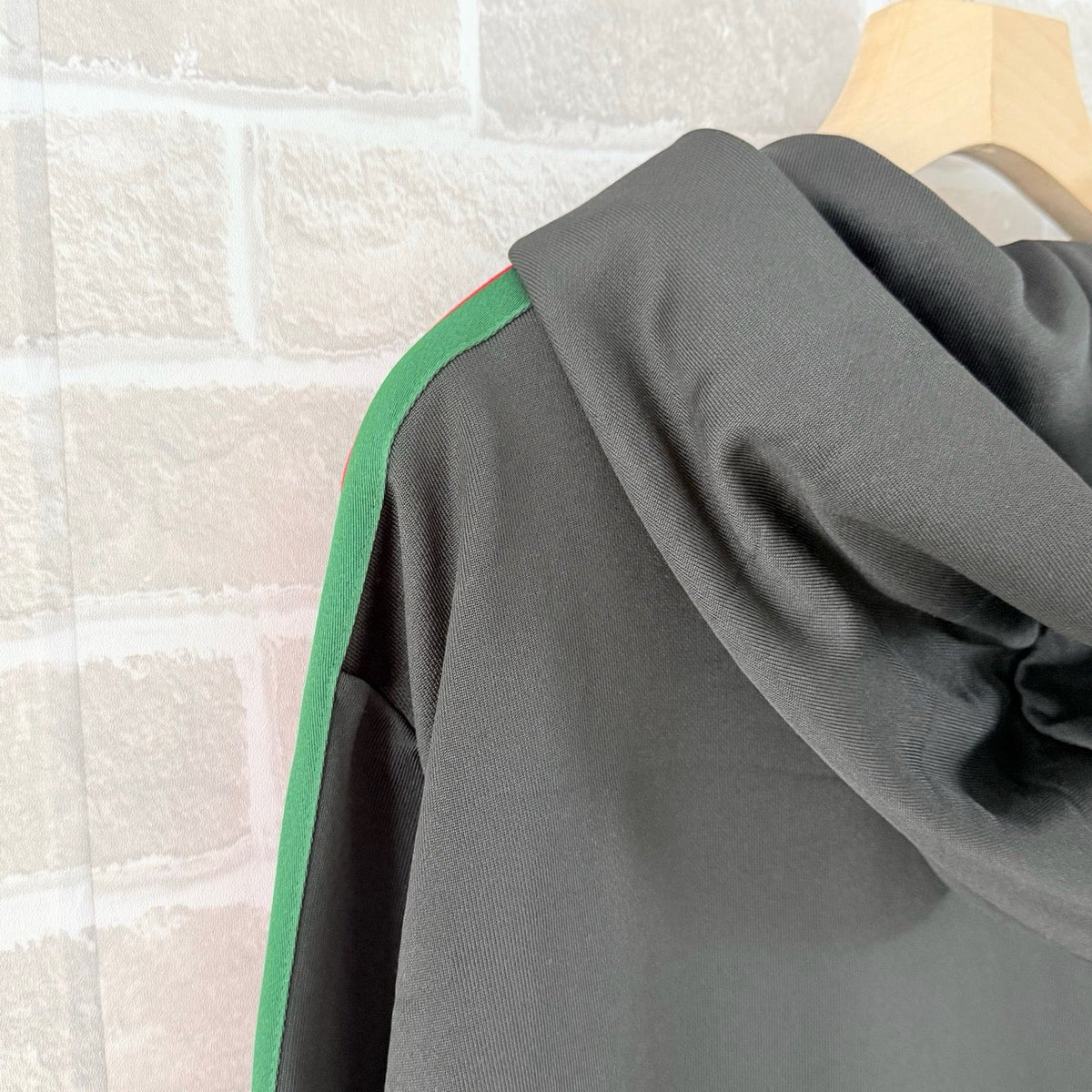 Black Cotton Striped Sleeve Zip-Through - Men's