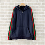 Black Cotton Striped Sleeve Zip-Through - Men's