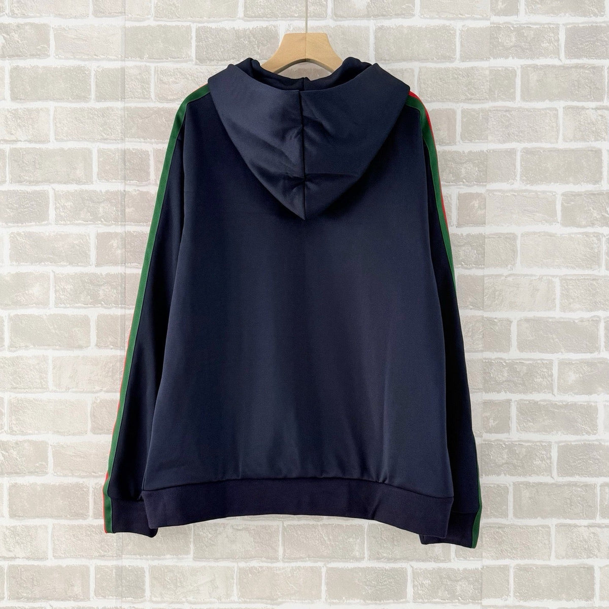 Black Cotton Striped Sleeve Zip-Through - Men's