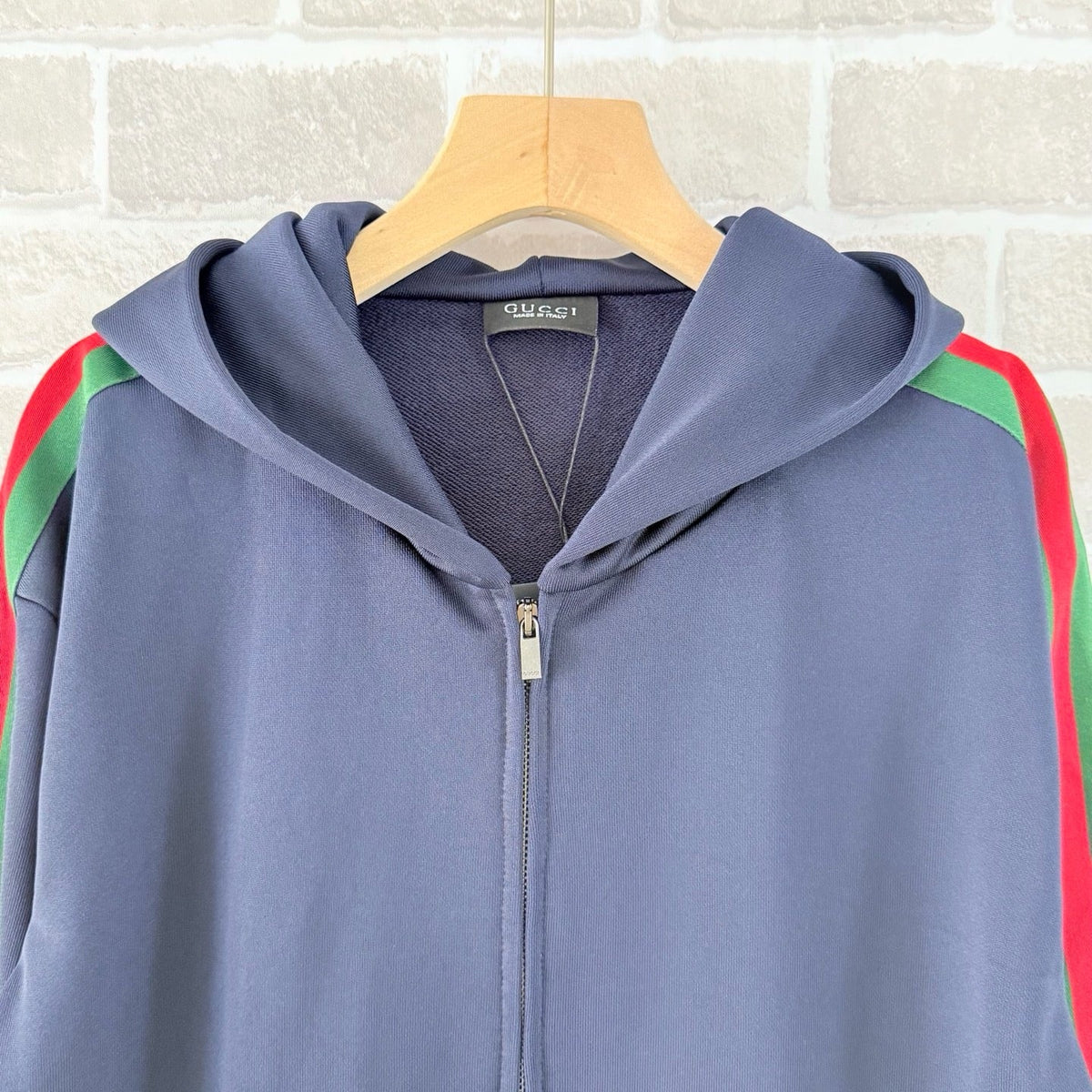 Black Cotton Striped Sleeve Zip-Through - Men's