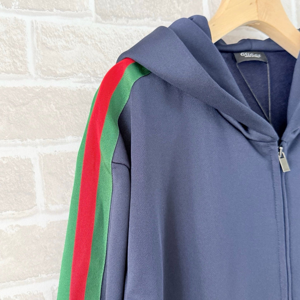 Black Cotton Striped Sleeve Zip-Through - Men's