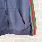 Black Cotton Striped Sleeve Zip-Through - Men's