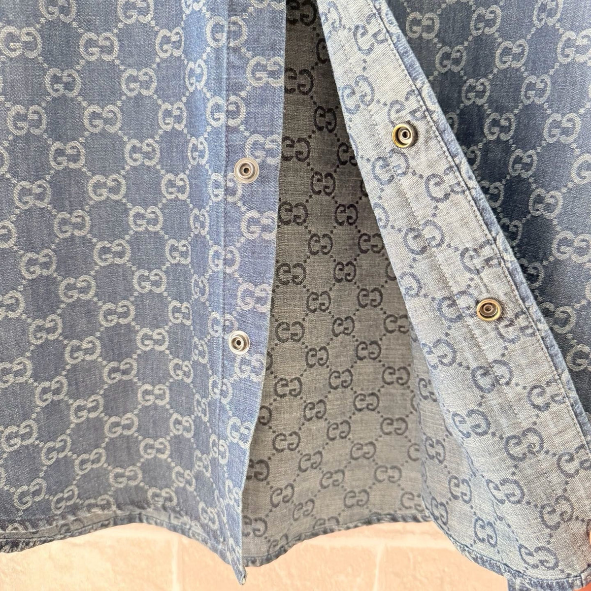 Blue Denim Monogram Long-Sleeve - Men's