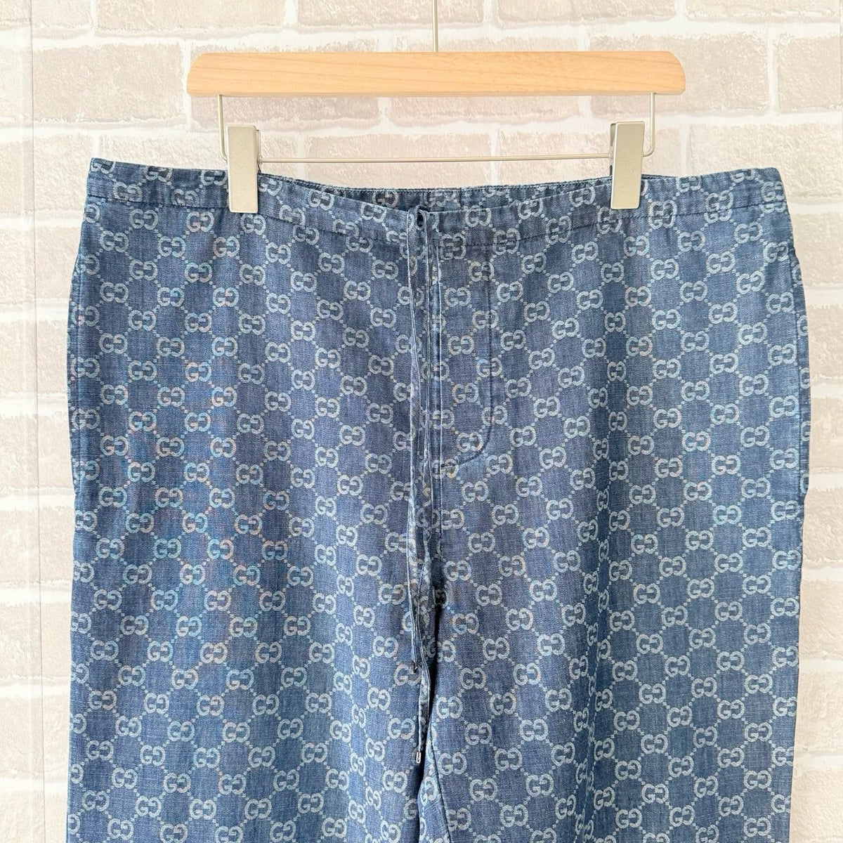 Blue Denim Monogram Print Straight - Men's