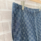 Blue Denim Monogram Print Straight - Men's