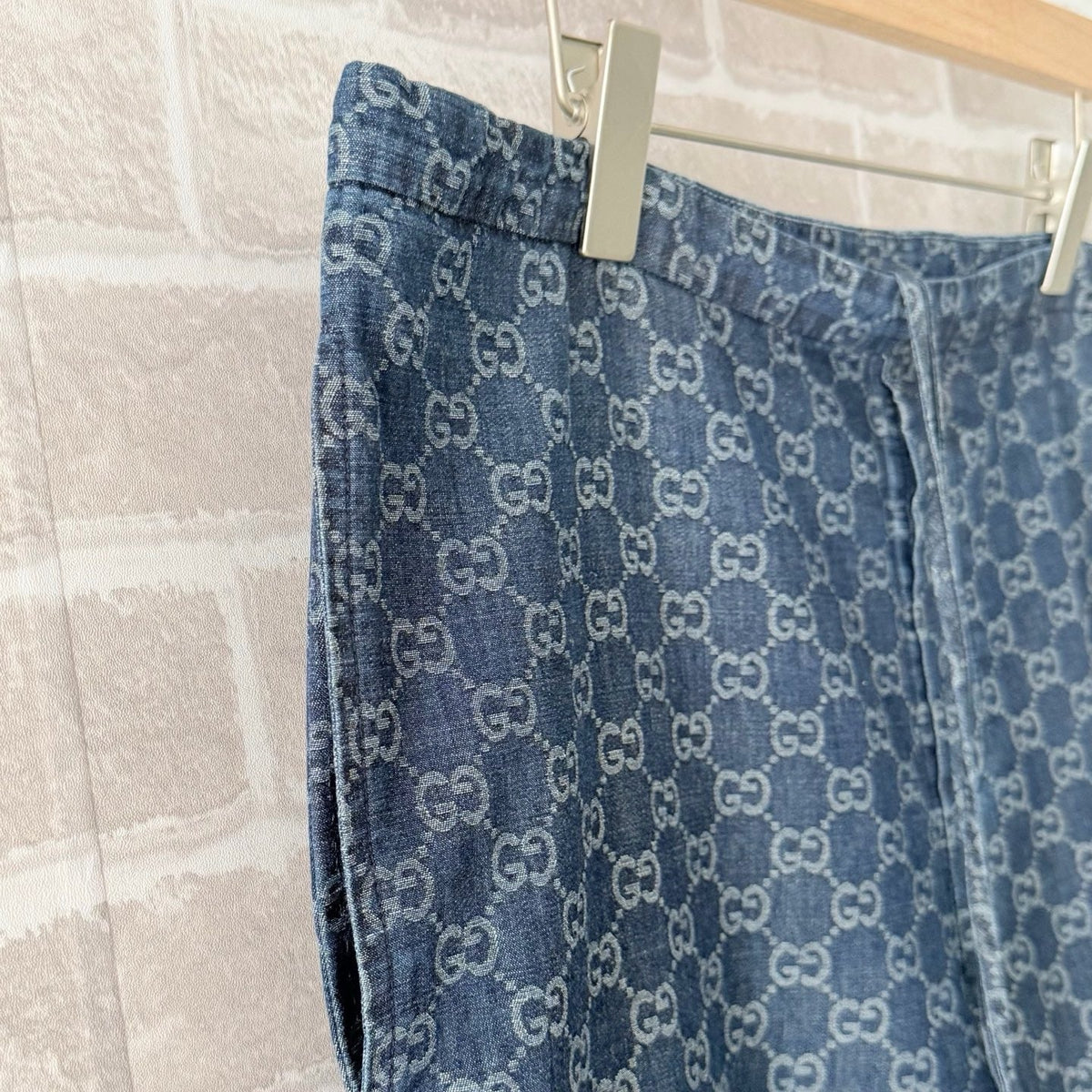 Blue Denim Monogram Print Straight - Men's
