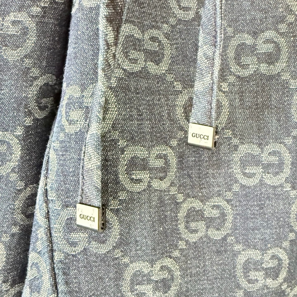 Blue Denim Monogram Print Straight - Men's