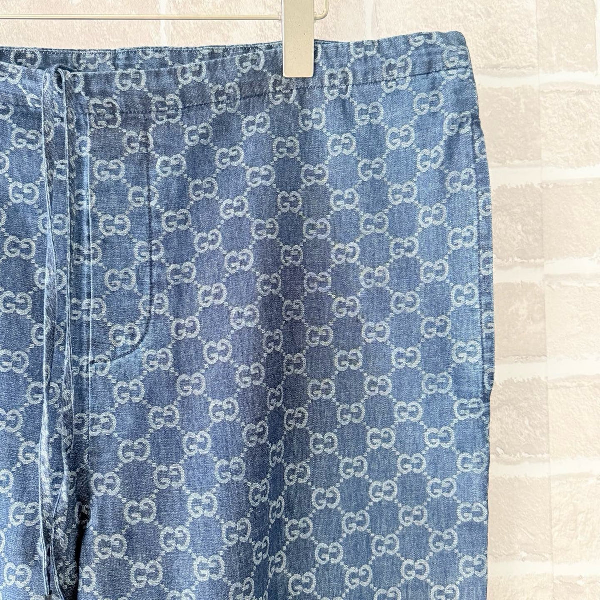 Blue Denim Monogram Print Straight - Men's