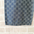 Blue Denim Monogram Print Straight - Men's