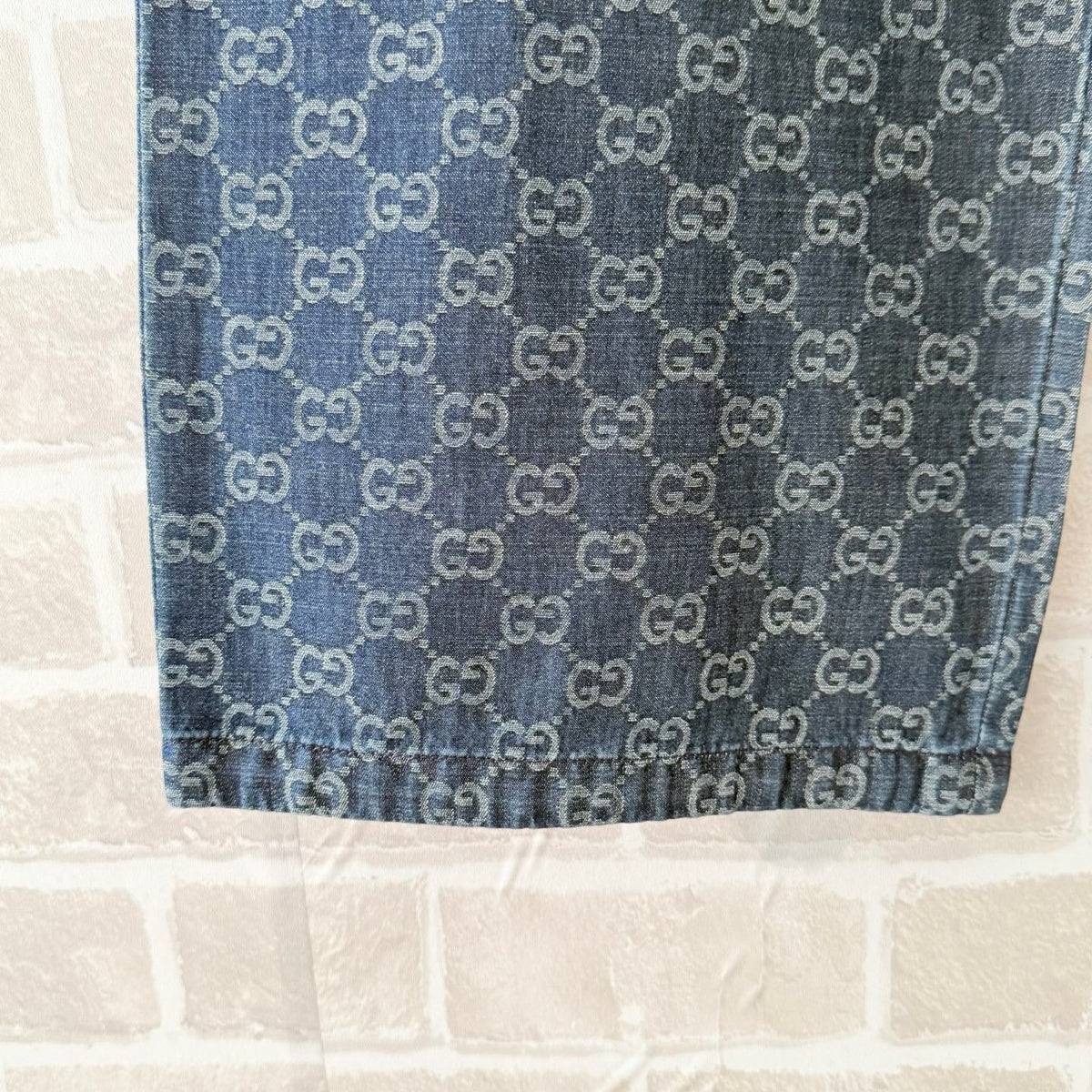 Blue Denim Monogram Print Straight - Men's