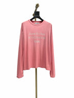 Pink Cotton Tonal Text Long-Sleeve - Men's